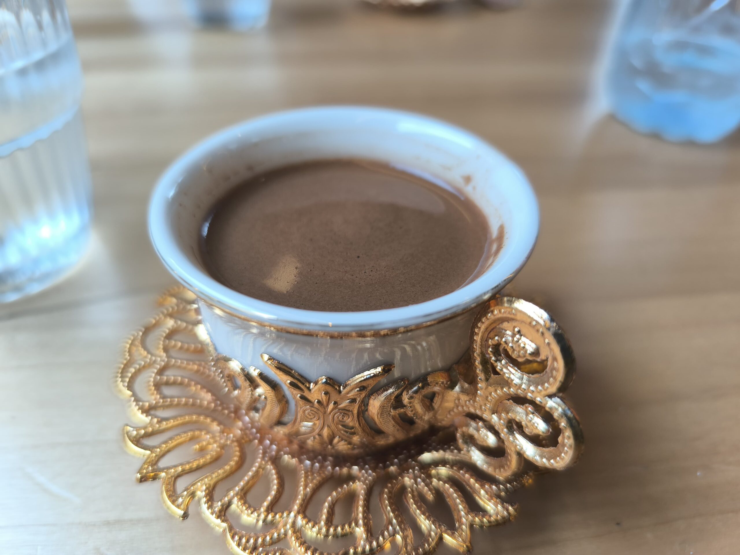 Turkish Coffee at Kimera Restaurant in Durres Albania - Picture taken by Mary in the Balkans
